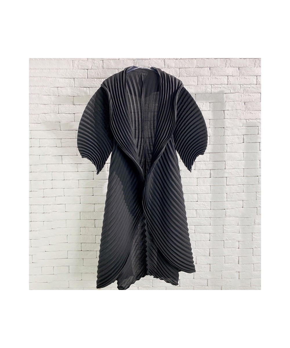 Miyake Pleats 2022 Autumn Winter New Windbreaker Female Solid Color Loose Long Sleeve With Belt Trench Coat Women's Fashion $...