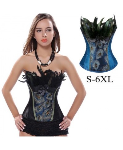 Peacock Feather Corset Lingerie Top Embroidery Overbust Shapewear Gothic Clothing Body Shaper Bustier S-6XL $35.49 - Underwear