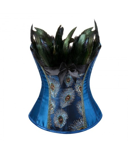 Peacock Feather Corset Lingerie Top Embroidery Overbust Shapewear Gothic Clothing Body Shaper Bustier S-6XL $35.49 - Underwear