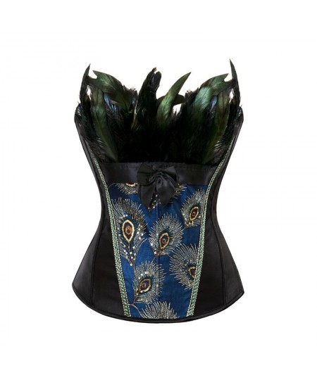 Peacock Feather Corset Lingerie Top Embroidery Overbust Shapewear Gothic Clothing Body Shaper Bustier S-6XL $35.49 - Underwear