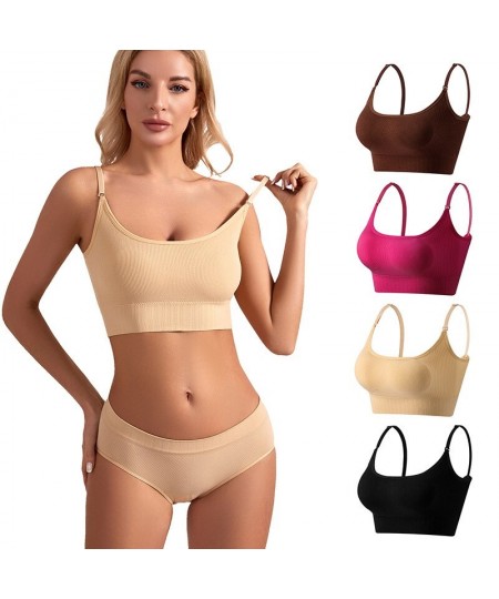 Women Casual Camisoles Elastic Pad Push Up Seamless Corset Tanks Tops Breathable Sports Yoga Bra Crop Tops Underwear Cropped ...