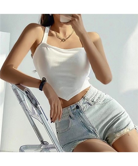 Woman Knitted Crop Tops Y2k Sexy Cross Halter Corset Bustier Camisole Backless Halter Top Streetwear Slim Fit Cut Out Front $...