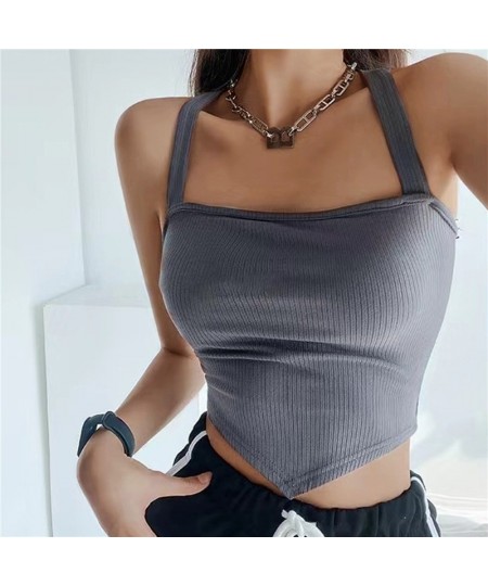 Woman Knitted Crop Tops Y2k Sexy Cross Halter Corset Bustier Camisole Backless Halter Top Streetwear Slim Fit Cut Out Front $...