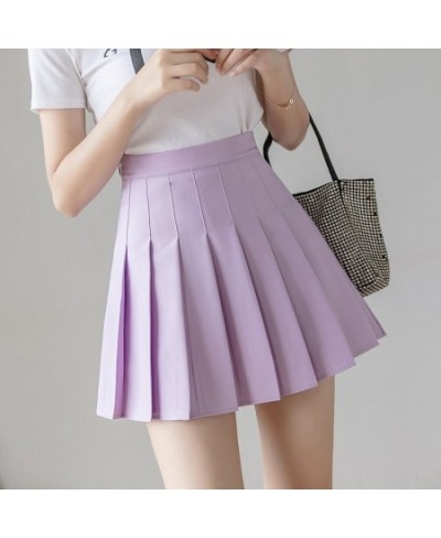 Prepply Style Classic Solid Pleated Skirt Women 2023 Summer Mini Skirts High Waist Purple White Dance Skirt S09 $29.68 - Skirts