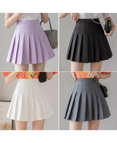 Prepply Style Classic Solid Pleated Skirt Women 2023 Summer Mini Skirts High Waist Purple White Dance Skirt S09 $29.68 - Skirts