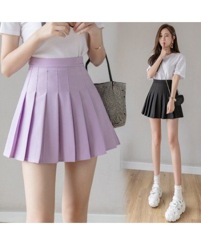 Prepply Style Classic Solid Pleated Skirt Women 2023 Summer Mini Skirts High Waist Purple White Dance Skirt S09 $29.68 - Skirts