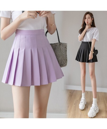 Prepply Style Classic Solid Pleated Skirt Women 2023 Summer Mini Skirts High Waist Purple White Dance Skirt S09 $29.68 - Skirts