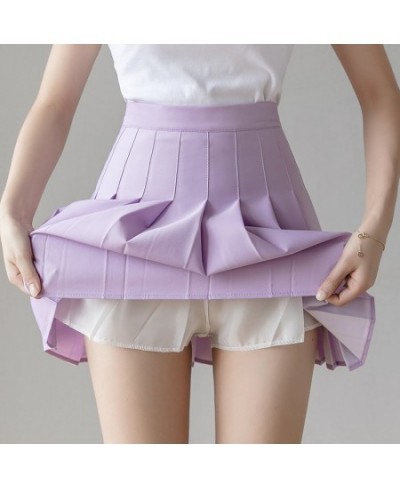 Prepply Style Classic Solid Pleated Skirt Women 2023 Summer Mini Skirts High Waist Purple White Dance Skirt S09 $29.68 - Skirts