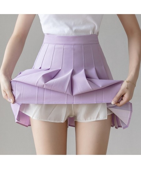 Prepply Style Classic Solid Pleated Skirt Women 2023 Summer Mini Skirts High Waist Purple White Dance Skirt S09 $29.68 - Skirts