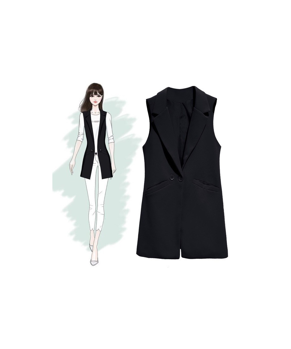 Vest For Women Sleeveless Jacket Coat Long Vest Blazer Formal Work Ladies Office Vintage Lapel Button Slim Suit Waistcoat $48...