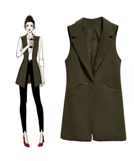 Vest For Women Sleeveless Jacket Coat Long Vest Blazer Formal Work Ladies Office Vintage Lapel Button Slim Suit Waistcoat $48...