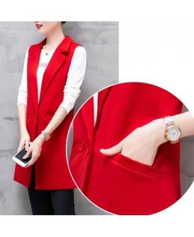 Vest For Women Sleeveless Jacket Coat Long Vest Blazer Formal Work Ladies Office Vintage Lapel Button Slim Suit Waistcoat $48...