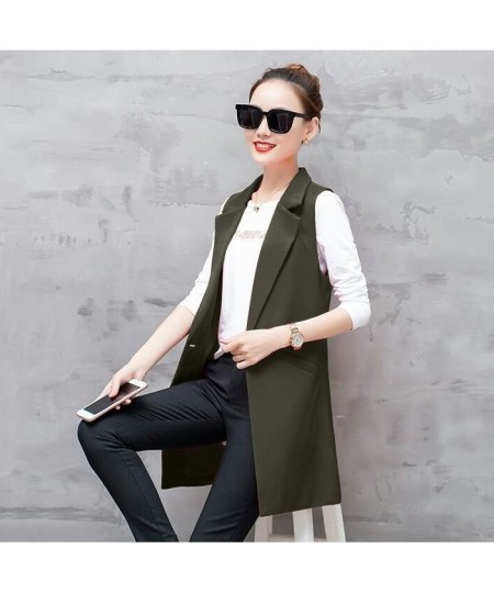 Vest For Women Sleeveless Jacket Coat Long Vest Blazer Formal Work Ladies Office Vintage Lapel Button Slim Suit Waistcoat $48...