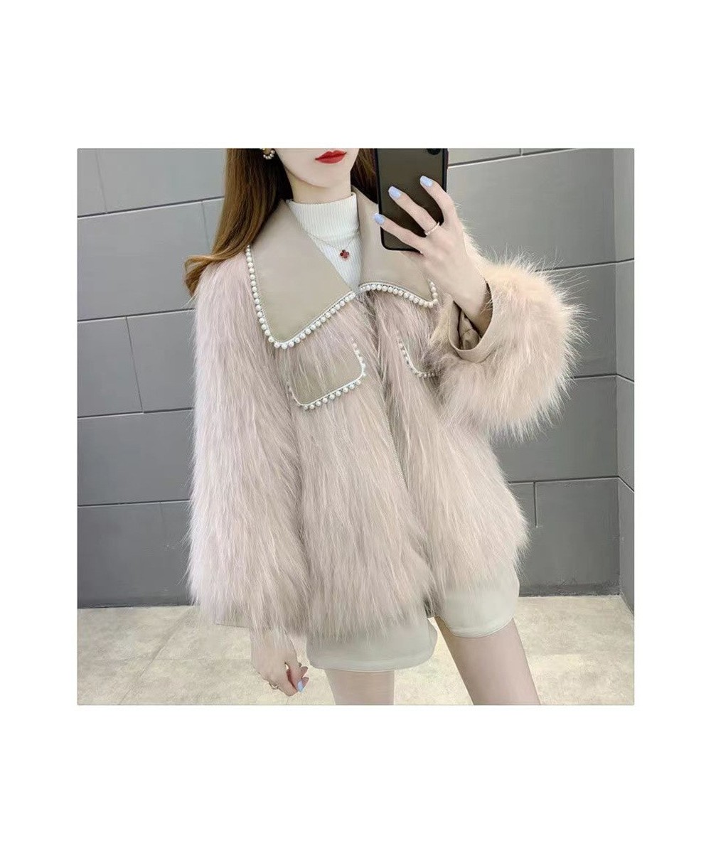 Pearl Turn Down Collarr Jacket Korean Warm Winter Cotton Thickened Imitation Fur Plus Fashion Short Coat Women $94.78 - Jacke...