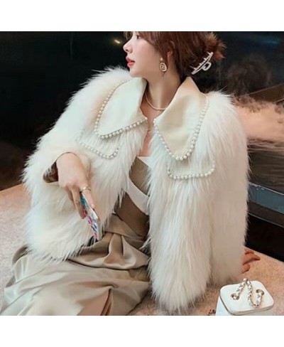 Pearl Turn Down Collarr Jacket Korean Warm Winter Cotton Thickened Imitation Fur Plus Fashion Short Coat Women $94.78 - Jacke...