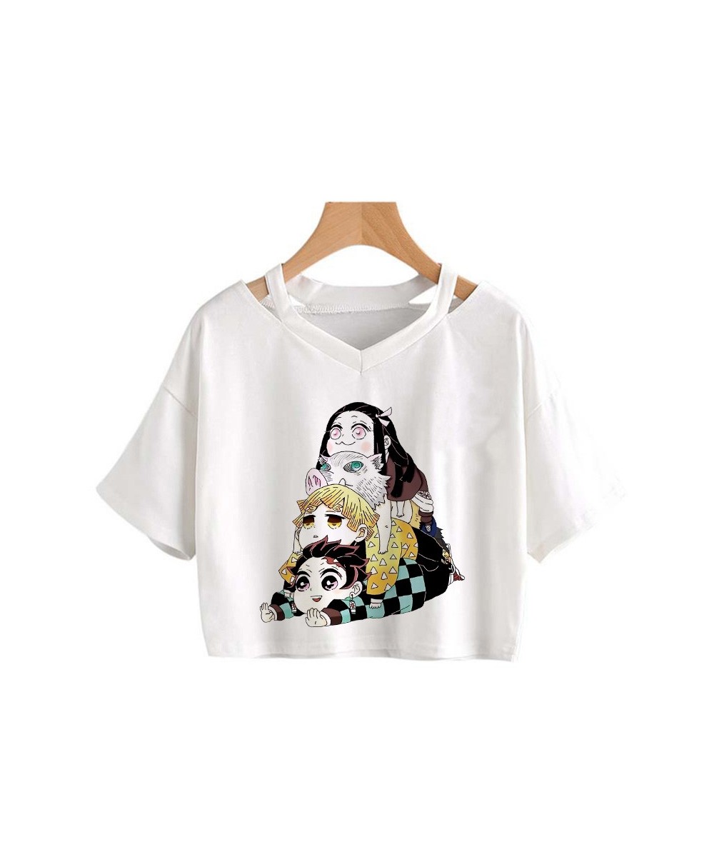 Demon Slayer T Shirt Women Kimetsu No Yaiba Graphic Tees Tanjirou Kamado crop Tops Japanese Anime Tshirt Manga T-shirt Female...