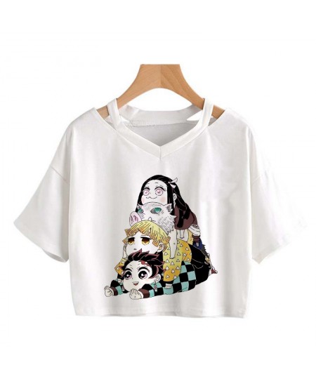 Demon Slayer T Shirt Women Kimetsu No Yaiba Graphic Tees Tanjirou Kamado crop Tops Japanese Anime Tshirt Manga T-shirt Female...