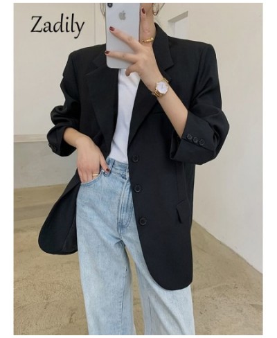 2022 Autum Oversize Long Sleeve Black Women Blazer Normcore Style BF Pocket Jackets Coat Office Lady Work Female Clothing $49...