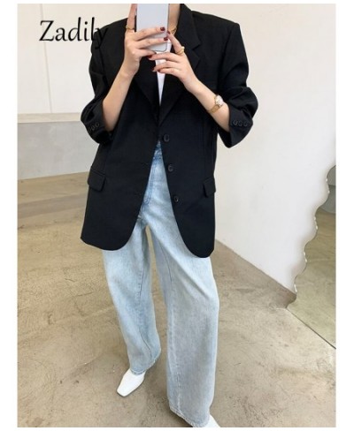 2022 Autum Oversize Long Sleeve Black Women Blazer Normcore Style BF Pocket Jackets Coat Office Lady Work Female Clothing $49...