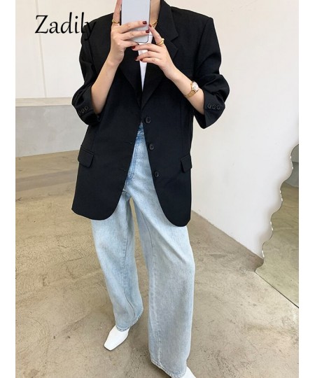 2022 Autum Oversize Long Sleeve Black Women Blazer Normcore Style BF Pocket Jackets Coat Office Lady Work Female Clothing $49...