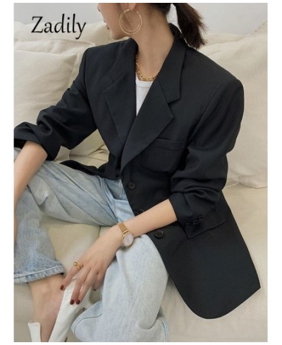 2022 Autum Oversize Long Sleeve Black Women Blazer Normcore Style BF Pocket Jackets Coat Office Lady Work Female Clothing $49...