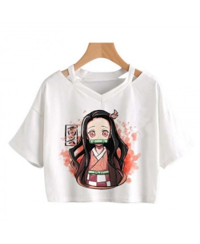 Demon Slayer T Shirt Women Kimetsu No Yaiba Graphic Tees Tanjirou Kamado crop Tops Japanese Anime Tshirt Manga T-shirt Female...