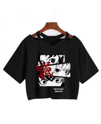 Demon Slayer T Shirt Women Kimetsu No Yaiba Graphic Tees Tanjirou Kamado crop Tops Japanese Anime Tshirt Manga T-shirt Female...