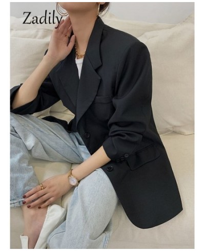 2022 Autum Oversize Long Sleeve Black Women Blazer Normcore Style BF Pocket Jackets Coat Office Lady Work Female Clothing $49...