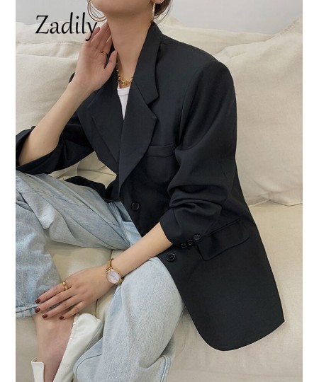 2022 Autum Oversize Long Sleeve Black Women Blazer Normcore Style BF Pocket Jackets Coat Office Lady Work Female Clothing $49...