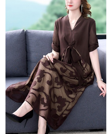 2023 Blue Print Chiffon V-Neck Sexy Jacquard Midi Dress Women Korean Elegant Bodycon Casual Dress Summer Fashion Evening $56....