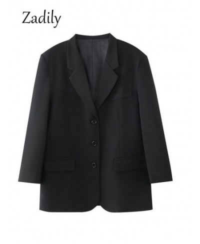 2022 Autum Oversize Long Sleeve Black Women Blazer Normcore Style BF Pocket Jackets Coat Office Lady Work Female Clothing $49...