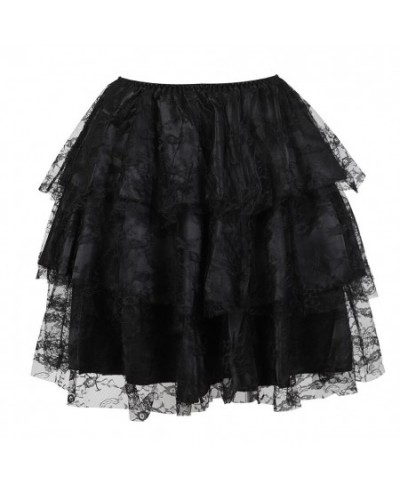 Steampunk Women Skirt High Low Lace Skirts Floral Lace Mesh Tulle Mini Gothic Layered Ruffled Matching Vintage Skirts Plus Si...