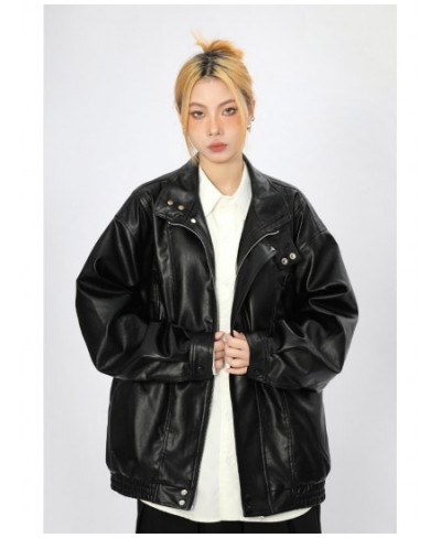 Black Streetwear Pu Leather Coats And Jackets Women Tops Loose Oversized Steampunk Spring Autumn Ladies Jackets Vintage $62.2...