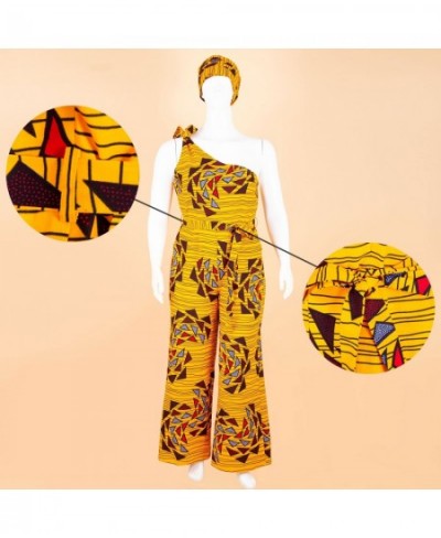 African Plus Size Women One Shoulder Jumpsuit Sexy Wind Hijab Waistband Set Ladies Jumpsuit A2226020 $106.36 - Plus Size Clothes