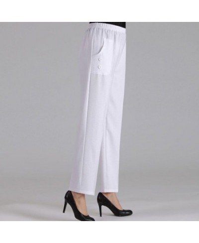 Middle Aged Female Pants Spring Summer Loose Mother Cotton Linen Straight Pant Women Elastic High Waist Thin Trousers 5XL W22...