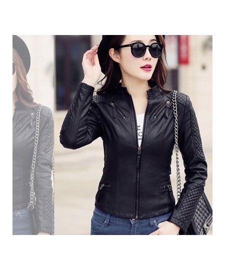 Women Spring Autumn Pu Leather Jacket Casual Slim Soft Moto Jacket Biker Faux Leather Jacket Female Coat Basic Streetwear $53...