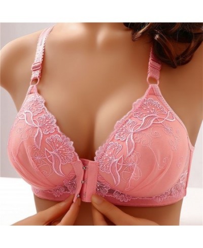 Women Bras Front Closure Seamless Floral Embroidery Push Up Bras Wireless Brassiere Bralette Wireless Underwear Comfy Lingeri...