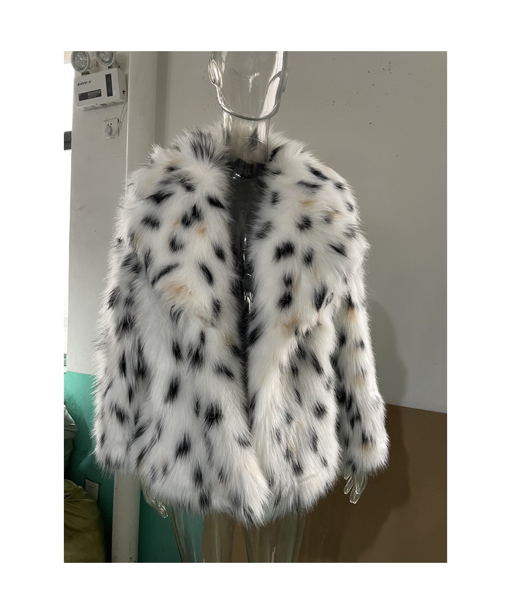 RR1474 Faux Fur Short Coats Womens Eco Fur Lynx With a Hood Winter Jackets Woman Length 70cm Fur Coat Female White Fur Coats ...