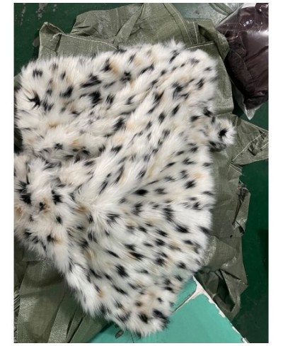 RR1474 Faux Fur Short Coats Womens Eco Fur Lynx With a Hood Winter Jackets Woman Length 70cm Fur Coat Female White Fur Coats ...