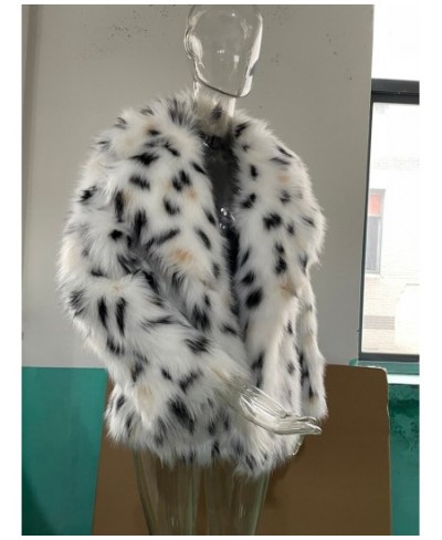 RR1474 Faux Fur Short Coats Womens Eco Fur Lynx With a Hood Winter Jackets Woman Length 70cm Fur Coat Female White Fur Coats ...