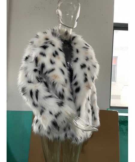 RR1474 Faux Fur Short Coats Womens Eco Fur Lynx With a Hood Winter Jackets Woman Length 70cm Fur Coat Female White Fur Coats ...