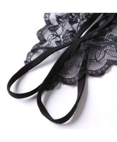 Women Sexy Lace Thong Women's Open Crotch Lingerie Panty Underwear Transparent Bow Knicker Women's Panties Female G-String $1...