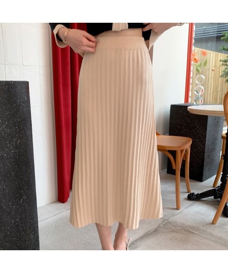 Women Knitted Two Piece Set Single Breasted Button O Neck Cardigan High Waist Skirt Korean Fashion Sweater Suit $44.84 - Suit...