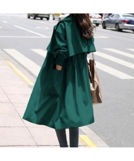 Women Trench Long Coat 2023 Autumn Solid Color Fashion Casual Ladies Windbreaker Korean British Style Trench Coats Outerwear ...