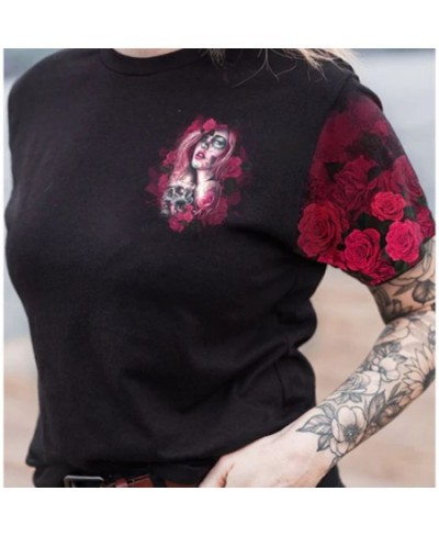 2023 Women's T Shirt Tops Day Pf The Dead Face O Neck Casual Cotton Short Sleeve Pullover Summer Female Harajuku Punk Streetw...