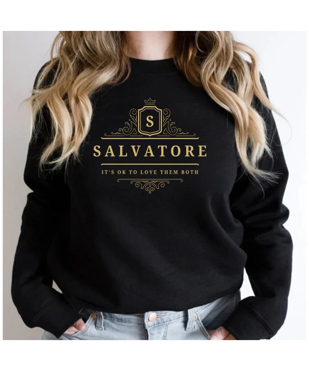 Salvatore It's Ok To Love Them Both Sweatshirt Vampire Brothers Hoodie Mystic Fall Sweatshirts Unisex Long Sleeve Pullovers $...