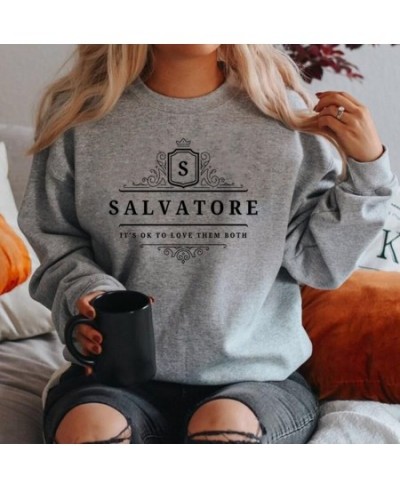 Salvatore It's Ok To Love Them Both Sweatshirt Vampire Brothers Hoodie Mystic Fall Sweatshirts Unisex Long Sleeve Pullovers $...