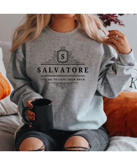 Salvatore It's Ok To Love Them Both Sweatshirt Vampire Brothers Hoodie Mystic Fall Sweatshirts Unisex Long Sleeve Pullovers $...