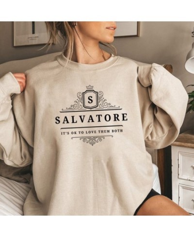 Salvatore It's Ok To Love Them Both Sweatshirt Vampire Brothers Hoodie Mystic Fall Sweatshirts Unisex Long Sleeve Pullovers $...