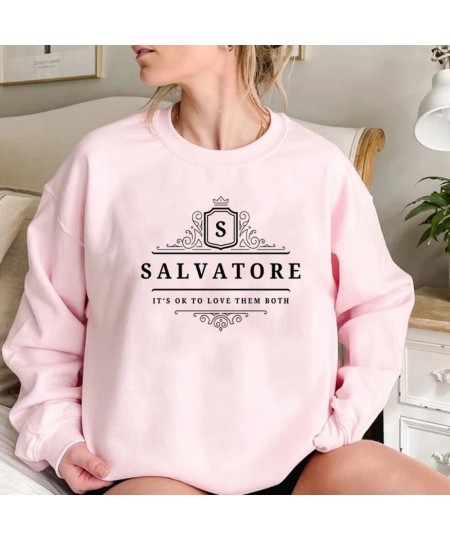 Salvatore It's Ok To Love Them Both Sweatshirt Vampire Brothers Hoodie Mystic Fall Sweatshirts Unisex Long Sleeve Pullovers $...